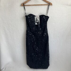 betsey johnson dress Womens Size 10‎ Black Sequin Strapless